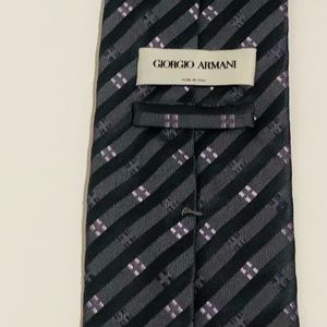 Giorgio Armani Black & Gray purple Striped Silk Tie